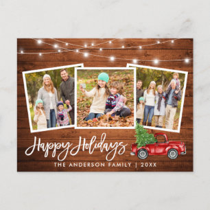 Penseel Script Wood Lights Truck 3 Photo Holiday Briefkaart