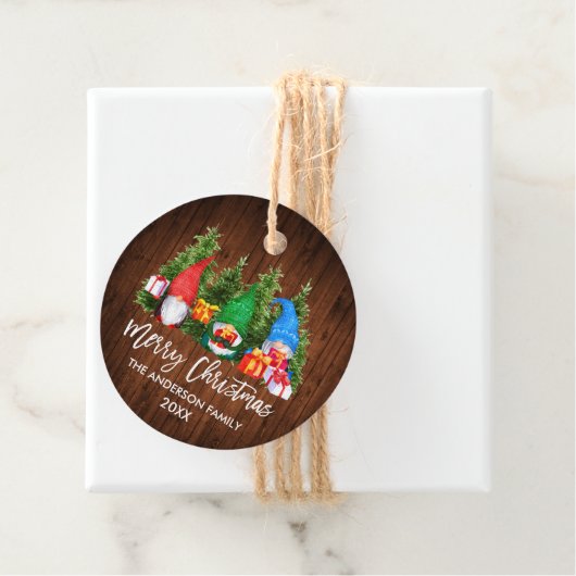 Penseel Script Wood met kerstmis Waterverf Gnomen Bedankjes Labels (In situ)