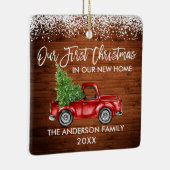 Penseel Script Wood Sneeuw 1st Kerstmis Home Truck Keramisch Ornament (Rechts)