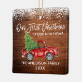 Penseel Script Wood Sneeuw 1st Kerstmis Home Truck Keramisch Ornament (Links)