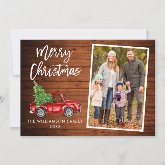 Penseel Script Wood  Truck Feestdagenkaart (Voorkant)