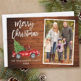 Penseel Script Wood  Truck Feestdagenkaart