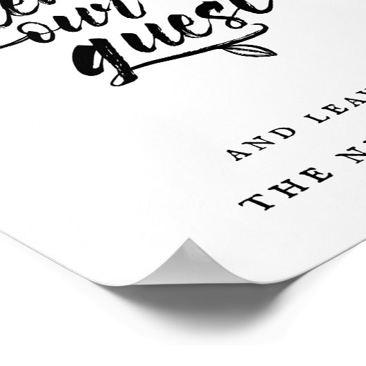 Penseel-scriptweddenschap Gelieve Guestbook te ond Poster (Hoek)