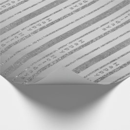Penseel Silver Faux Gltr Stripes "Prettige feestda Cadeaupapier