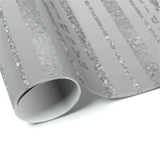 Penseel Silver Faux Gltr Stripes "Prettige feestda Cadeaupapier (Rol Hoek)