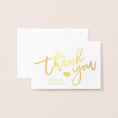 Penseel Slag Gold Foil DANK JE Band | FOTO Folie Kaarten (Voorkant met envelop)