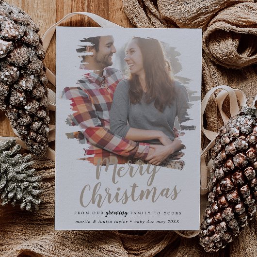 Penseel Tan Merry Kerstmis van onze groeiende fami Feestdagenkaart