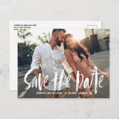 Penseel Typografie Foto Opslaan van de datum Brief Aankondigingskaart (Voorkant / Achterkant)