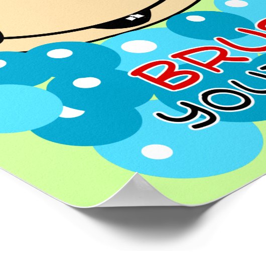 Penseel uw foto's van de Zebra-badkamer in uw tand Poster (Hoek)