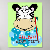 Penseel uw foto's van de Zebra-badkamer in uw tand Poster (Voorkant)