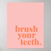 Penseel uw tanden grappige kleurrijke badkamerteks poster (Voorkant)