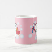 Penseel uw tanden met roze achtergrond koffiemok (Center)