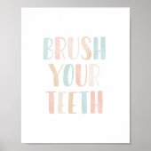 Penseel uw tanden neutraal Kinder Poster Bathroom (Voorkant)