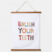 Penseel uw tanden - Snoep Font Dental Health Remin Hangend Wandkleed (Voorkant)
