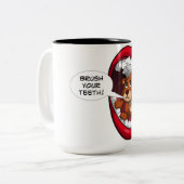 Penseel uw tanden tweekleurige koffiemok (Voorkant links)