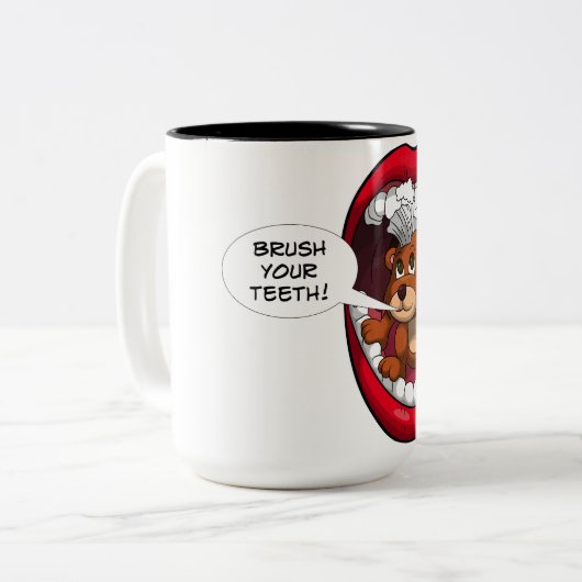 Penseel uw tanden tweekleurige koffiemok (Voorkant links)