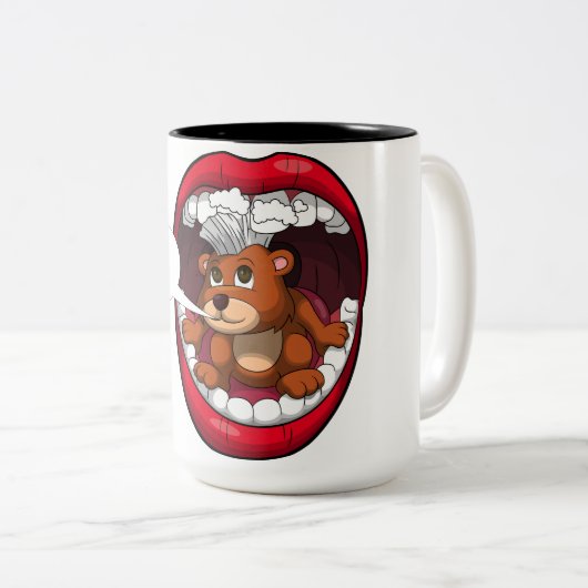 Penseel uw tanden tweekleurige koffiemok (Voorkant rechts)