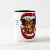 Penseel uw tanden tweekleurige koffiemok (Center)