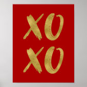 Penseel voor Poster van geborsteld goud met XOXO-V (Voorkant)