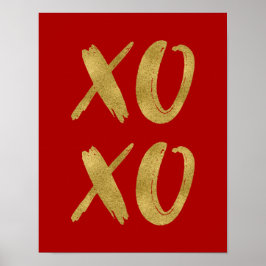 Penseel voor Poster van geborsteld goud met XOXO-V