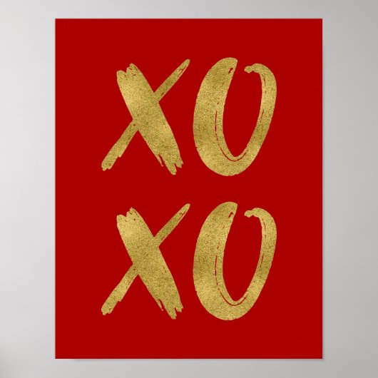 Penseel voor Poster van geborsteld goud met XOXO-V (Voorkant)
