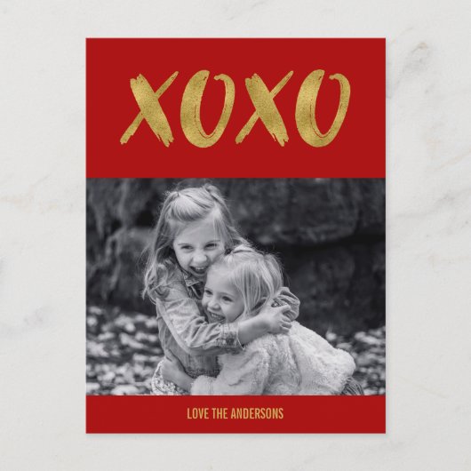 Penseel XOXO Gold Foil Valentijn Briefkaart Foto (Voorkant)