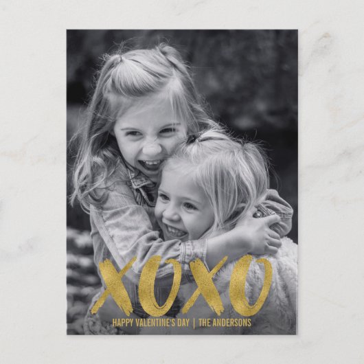Penseel XOXO Gold Foil Valentijn Briefkaart Foto (Voorkant)