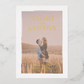 Penseelbedekking bruiloft opslaan Echte datum goud Folie Uitnodiging (Voorkant)