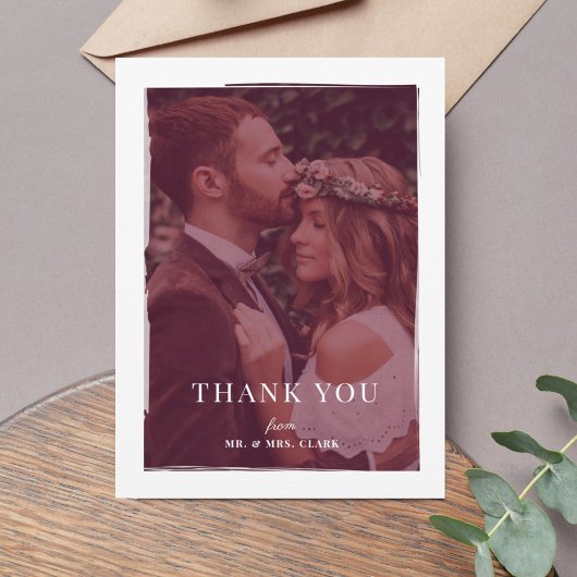 Penseelbedekte bruiloft Dank u Bedankkaart