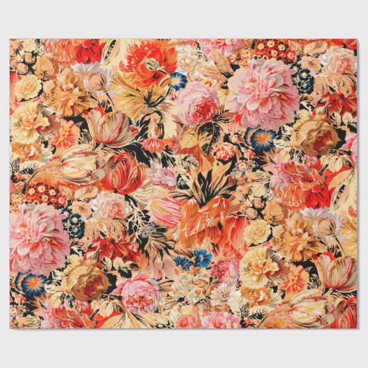 Penseelbloempatroon Cadeaupapier (Vlak)