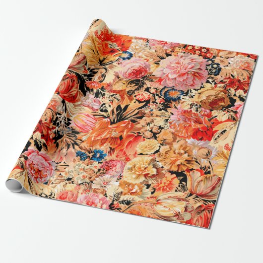 Penseelbloempatroon Cadeaupapier (Uitgerold)