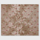 Penseelbos Antiek Bronze Floral Red Vintag Cadeaupapier (Vlak)