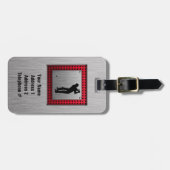 Penseelde aluminium look Golfer Bagagelabel (Voorkant horizontaal)