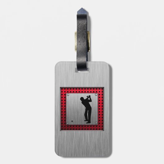 Penseelde aluminium look Golfer Bagagelabel (Achterkant verticaal)