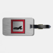 Penseelde aluminium look Golfer Bagagelabel (Achterkant horizontaal)