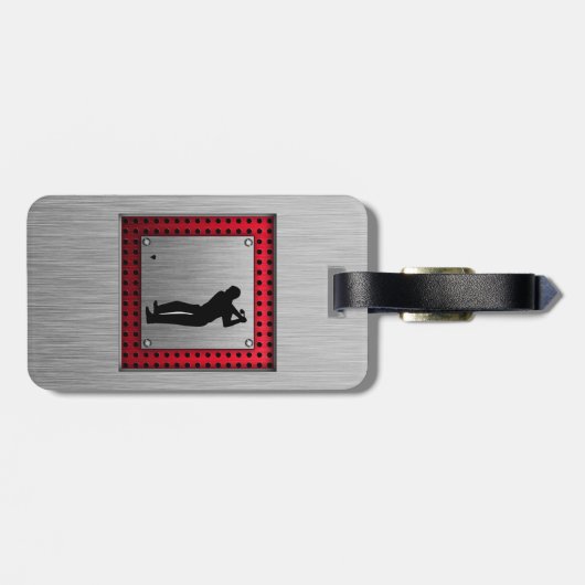 Penseelde aluminium look Golfer Bagagelabel (Achterkant horizontaal)
