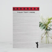 Penseelde aluminium look Golfer Briefpapier (Staand voorkant)