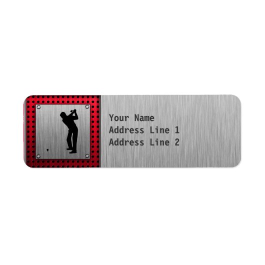 Penseelde aluminium look Golfer Etiket (Voorkant)