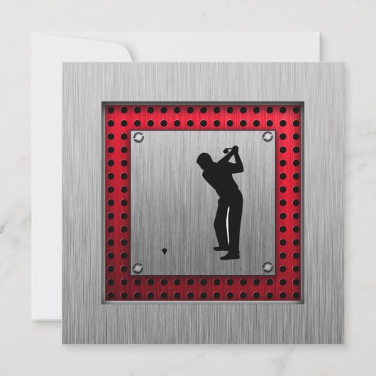 Penseelde aluminium look Golfer Kaart (Achterkant)