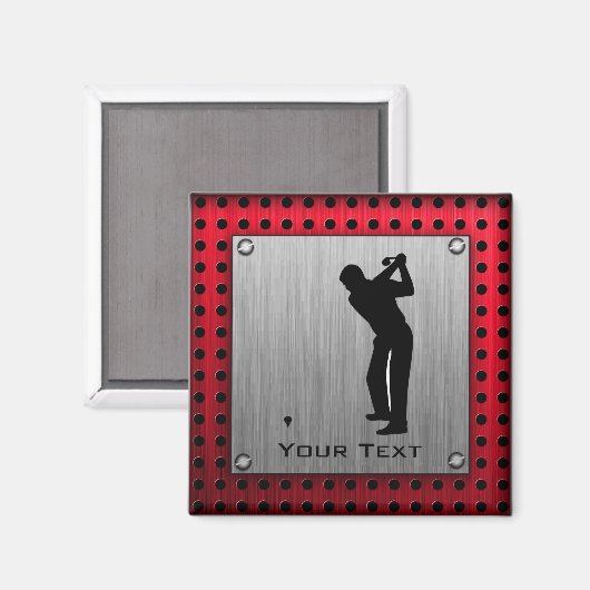 Penseelde aluminium look Golfer Magneet (Voorkant / Achterkant)