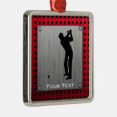 Penseelde aluminium look Golfer Metalen Ornament (Rechts)