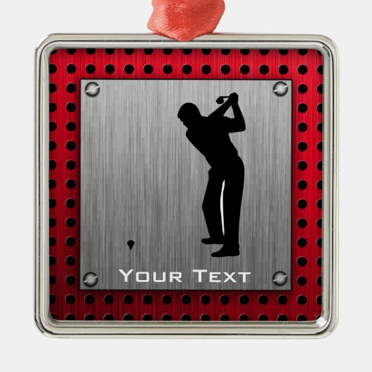 Penseelde aluminium look Golfer Metalen Ornament (Voorkant)