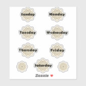 Penseelde gouden mandalasdagen van de Week Vet Let Sticker (Vel)