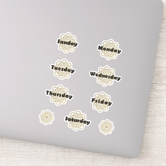 Penseelde gouden mandalasdagen van de Week Vet Let Sticker (Detail)