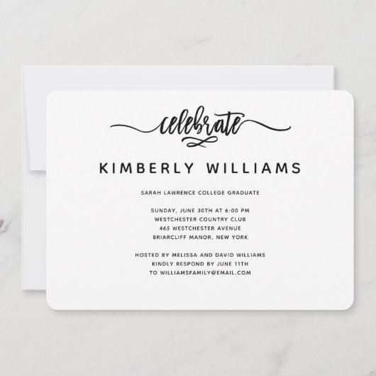 Penseelde Moderne Manuscript Graduparty Kaart (Achterkant)