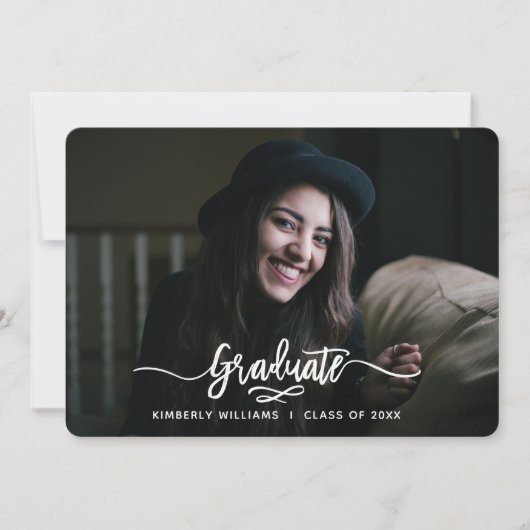 Penseelde Moderne Manuscript Graduparty Kaart (Voorkant)