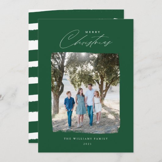 Penseelfoto Moderne kerstkaart rood (Voorkant / Achterkant)