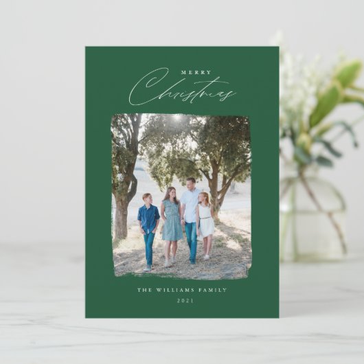 Penseelfoto Moderne kerstkaart rood (Staand voorkant)