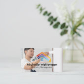 Penseelhuis Logo | Werknemer die Muur schilderen Visitekaartje (Staand voorkant)