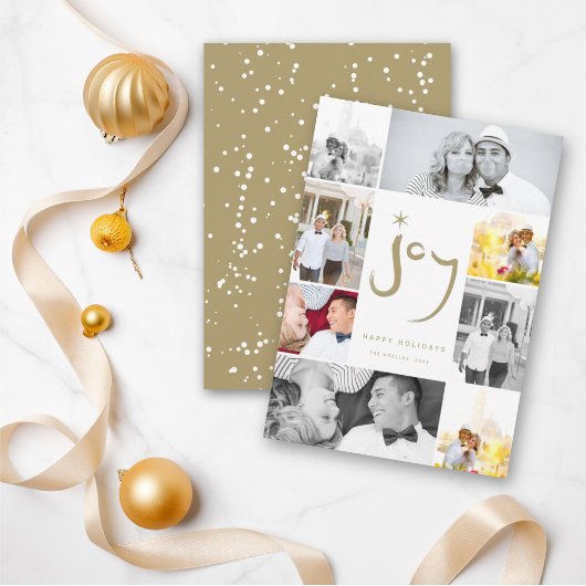 Penseeljoy Calligraphy Star Gold 6 Photo Collage Feestdagenkaart